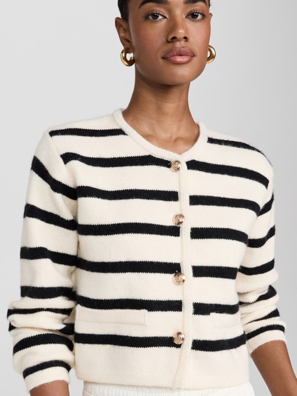 Black & White Striped Cardigan, Large, LIne & Dot